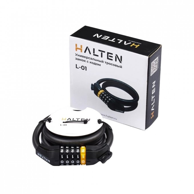 Универсальный тросовый замок с кодом HALTEN 5-разрядный L-01 Универсальный тросовый замок с кодом HALTEN 5-разрядный L-01